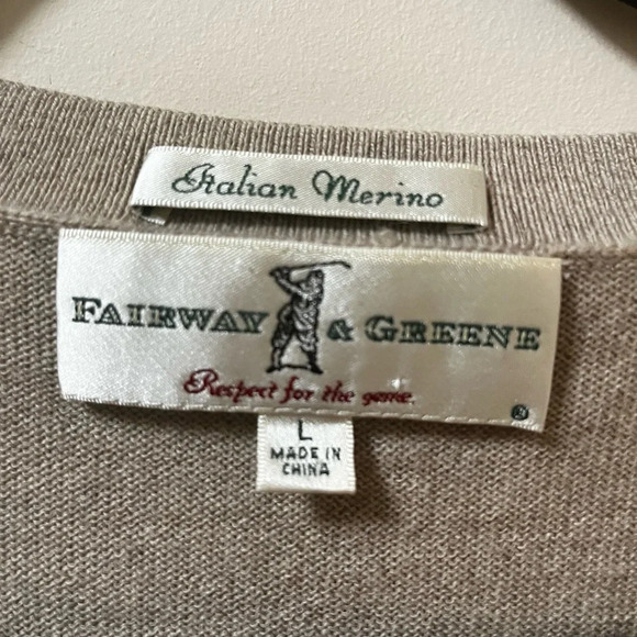 Fairway & Greene 100% Italian Merino Wool Pull Over V-Neck Sweater- Size Large - Picture 3 of 6